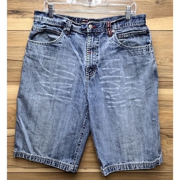 Bugle Boy Other - Vintage Bugle Boy Size 34 Cargo Baggy Skater Jean‎ Shorts Blue Denim Y2K